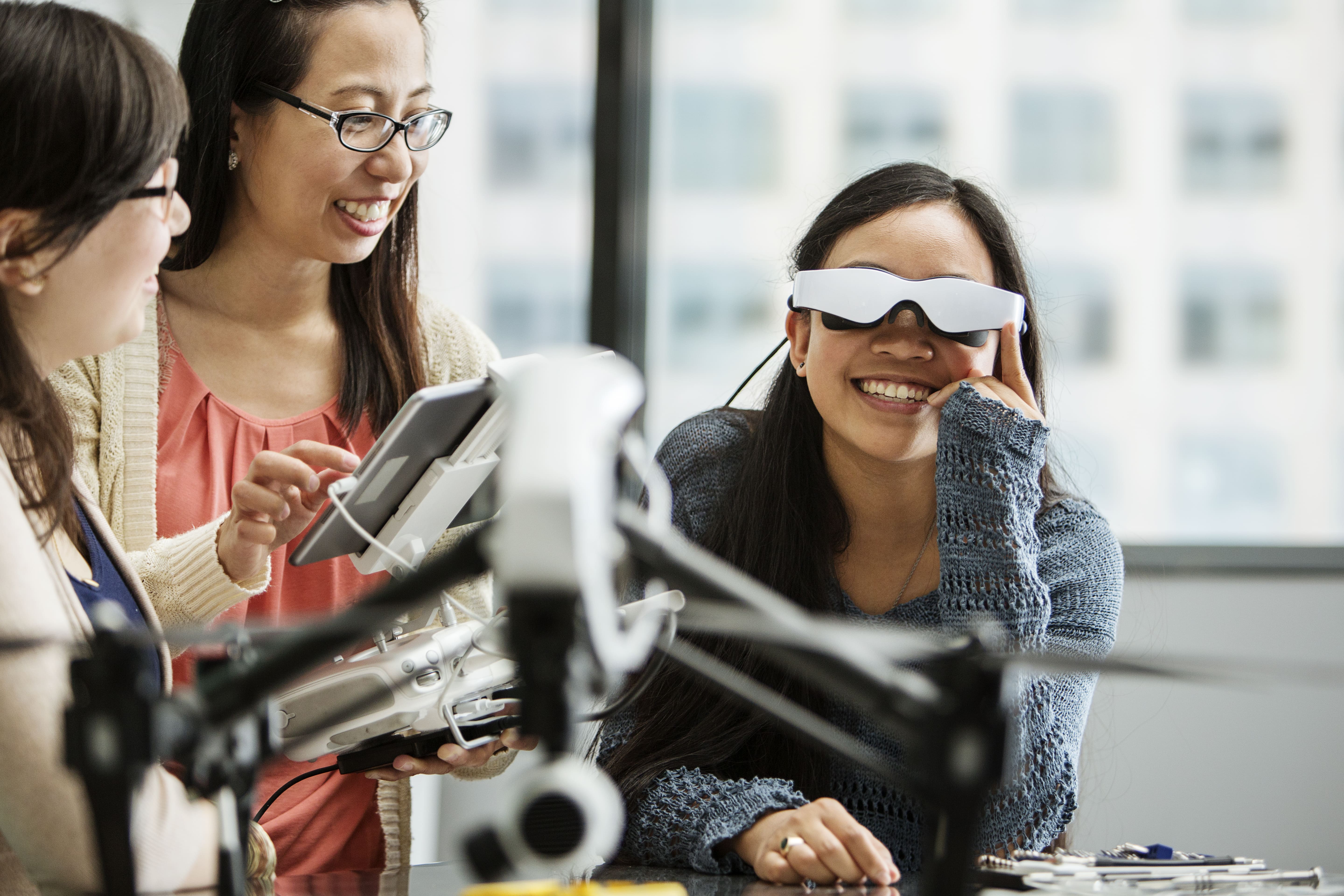 Woman wearing VR glasses