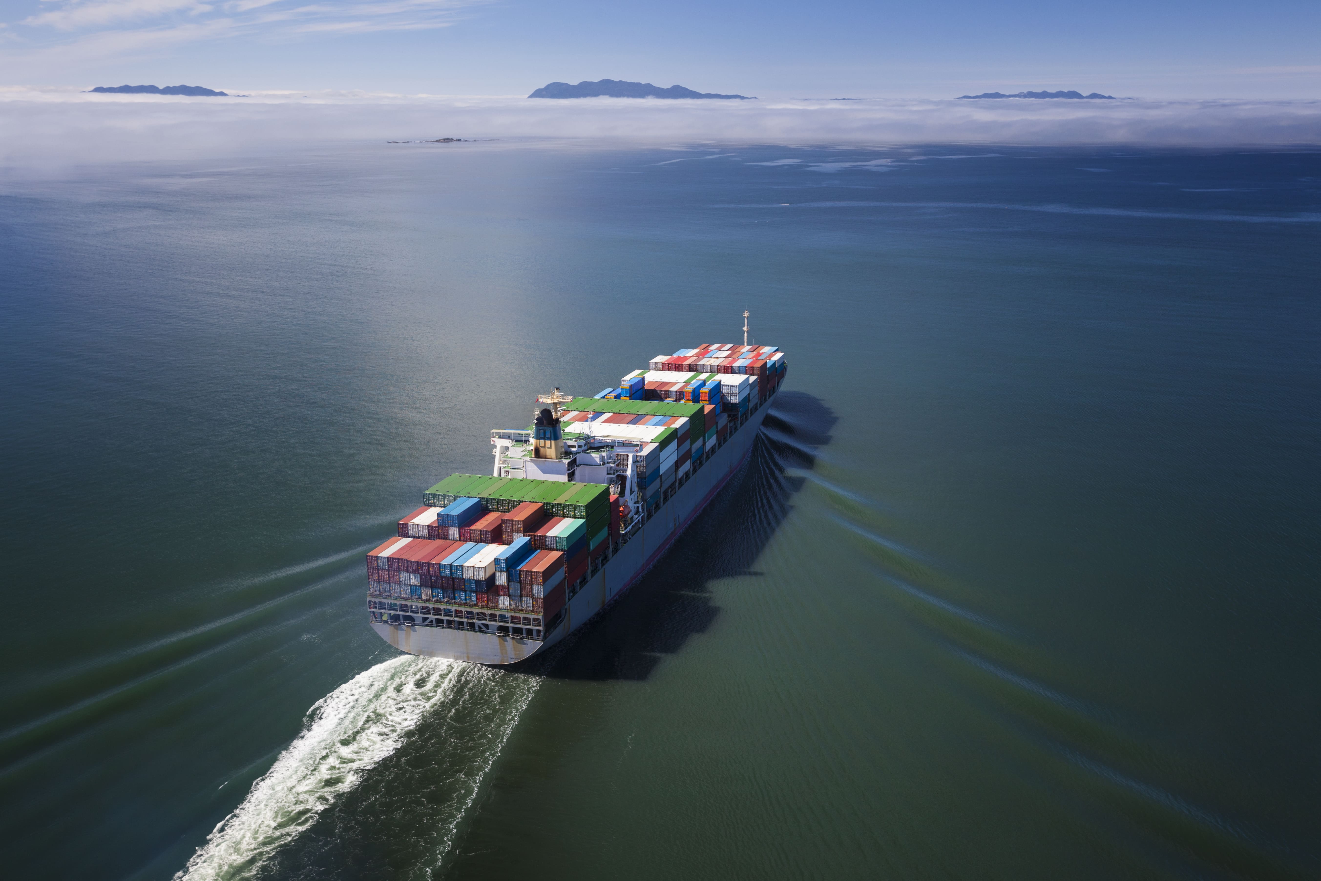 Container ship at sea