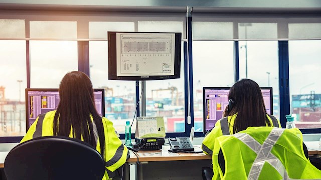 Women employee in terminal office at Manila port