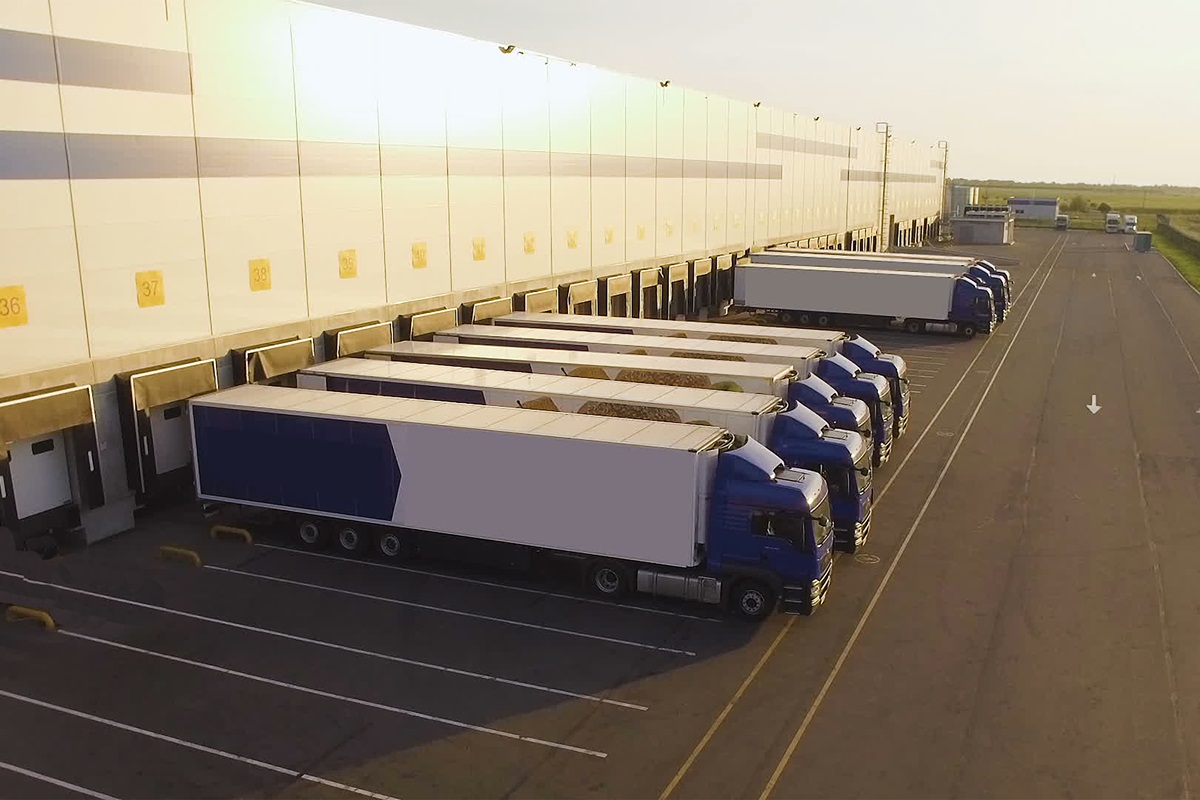 Cargo trucks at warehouse